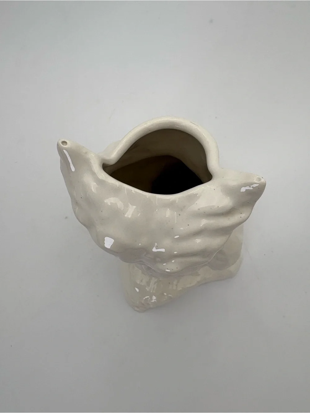 Vintage Ceramic Owl Vase - White Home Art Decor